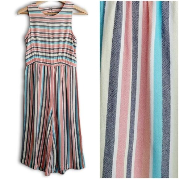 JOE FRESH | Jumpsuit Wide Leg Cropped Bottom Colorful Stripe Romper Kids Sz XL - Picture 1 of 16